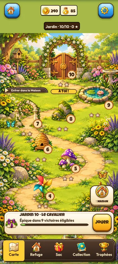 Carte du Jardin, niveaux 1 à 10