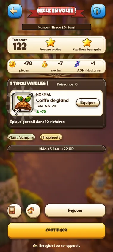 Bilan de victoire avec trouvaille